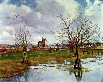  1873 Oil Painting - landscape with flooded fields 1873 Camille Pissarro